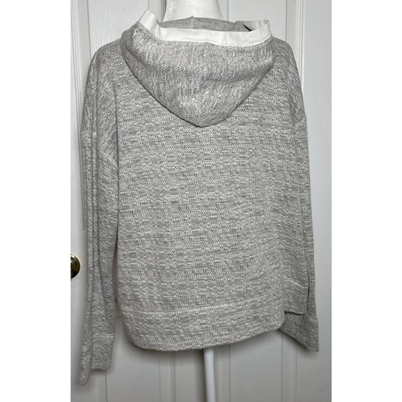 A New Day Gray White Woman’s Hoodie Lace Front Jersey Style Crop Fit XL - Picture 5 of 6